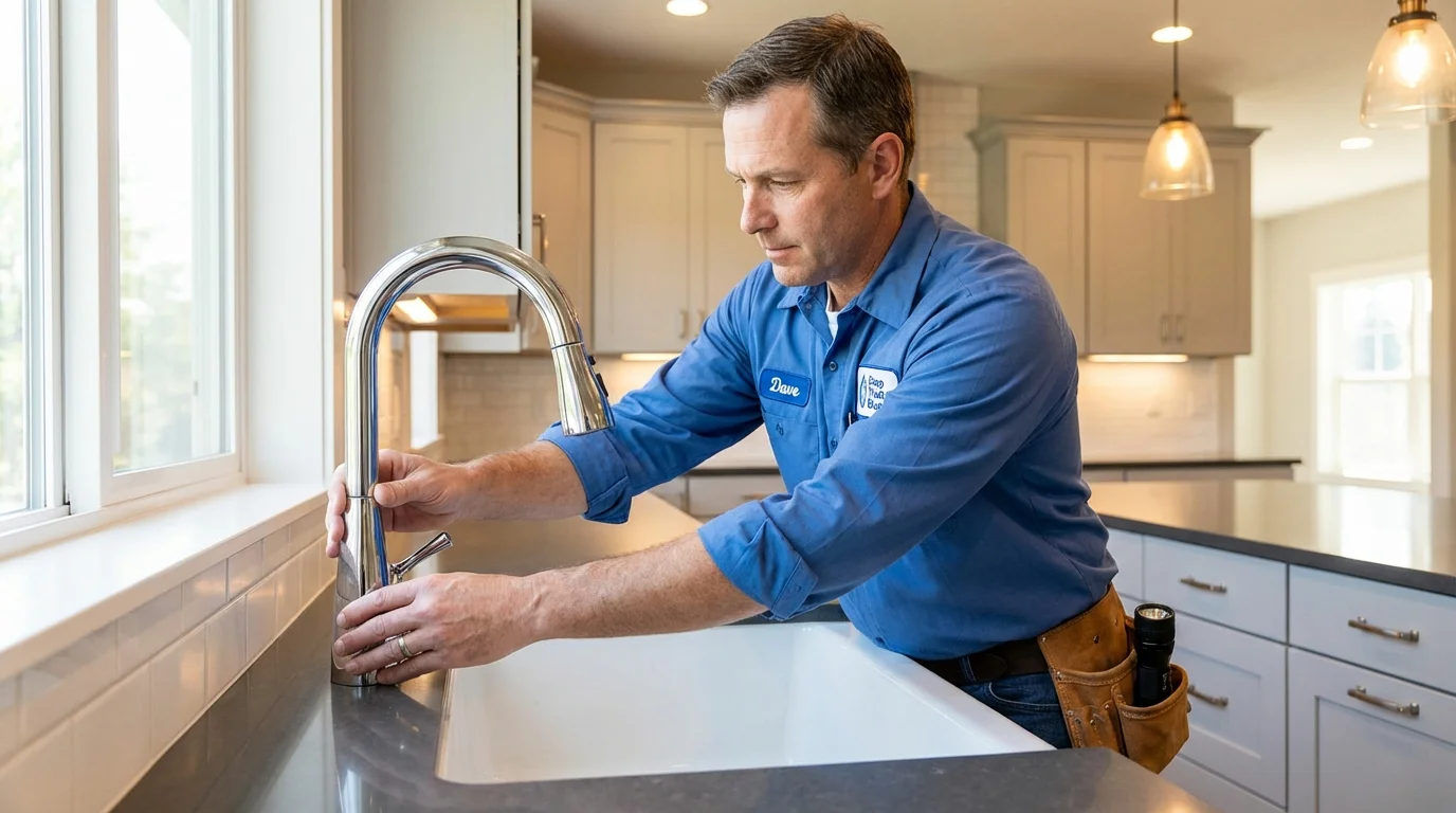 Kitchen faucet installation by Johns Plumbing LLC in Great River