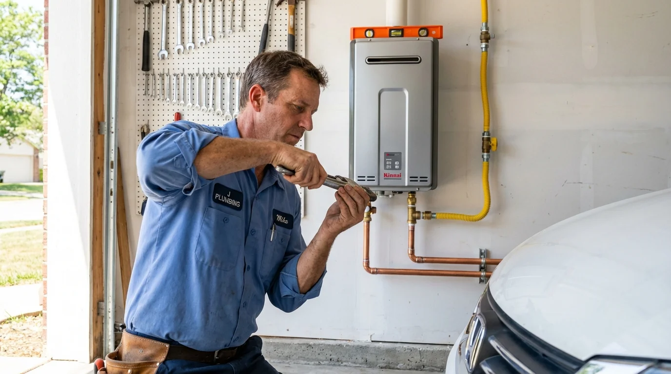 Tankless water heater installation by a Johns Plumbing LLC plumber in Great River